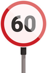 Road sign indicating a speed limit of 60 kilometers per hour, reminding drivers to maintain a safe and legal speed