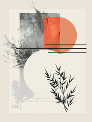 Abstract Art with Plant and Sun.
