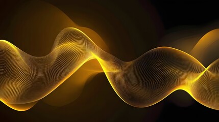 Obraz premium Yellow Radio Frequency Waves on Black Background, Abstract Image, Texture, Pattern, Wallpaper, Cover and Screen of Smartphone, Cell Phone, Computer, Laptop, 9:16 and 16:9 Format