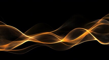 Yellow Radio Frequency Waves on Black Background, Abstract Image, Texture, Pattern, Wallpaper, Cover and Screen of Smartphone, Cell Phone, Computer, Laptop, 9:16 and 16:9 Format