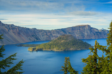 View of Wizard Island in Crater Lake National Park, Southern Oregon, USA. © underwaterstas