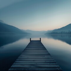 Minimalistic Calm Lake at Twilight 