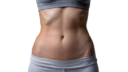 Fit woman's midsection showing toned abs, representing fitness and health