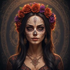 Woman makeup at Day of the Dead Festival Mexico