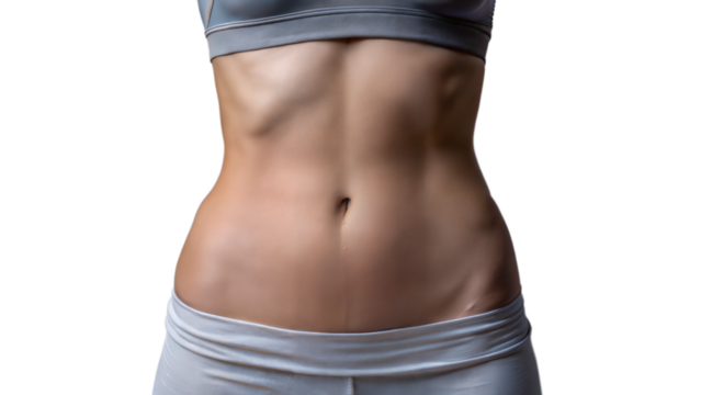 Fit woman's midsection showing toned abs, representing fitness and health