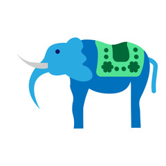 Decorated Elephant Vector Flat Icon Design
