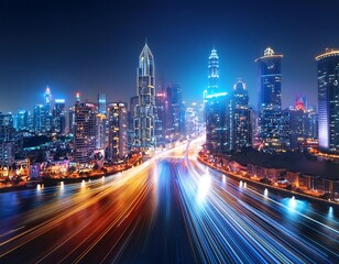 vibrant night cityscape glowing cityscape night