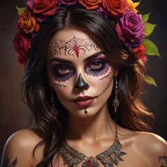 Fototapeta premium Woman makeup on Day of the Dead Los Muertos Festival Mexico