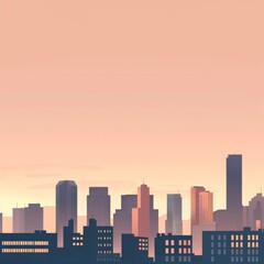 Fototapeta premium cityscape showcasing iconic buildings silhouetted against a gradient sky 