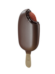 Helado de chocolate mordido