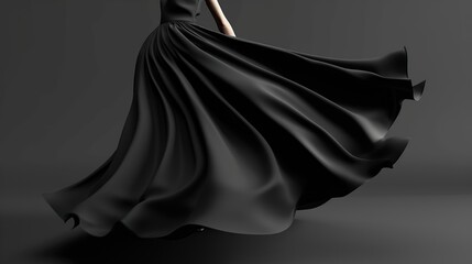 Black flowing fabric with soft folds in elegant, simple design.