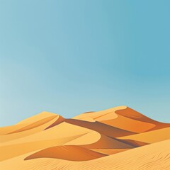 sand dunes in the desert under the blue sky background