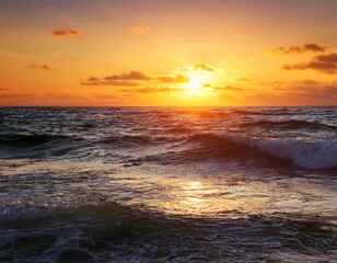 sunset ocean waves warm serene ocean scene stunning sunset