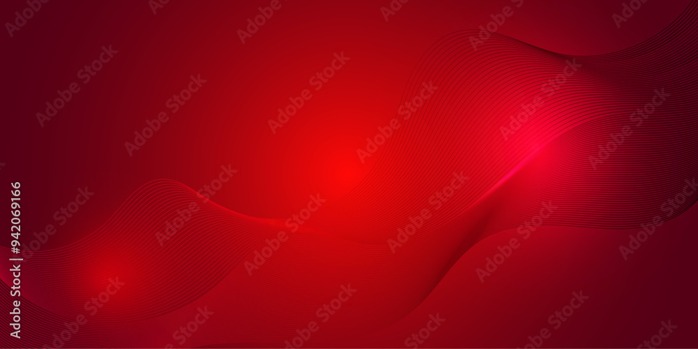 Wall mural modern abstract digital tech lines on red background