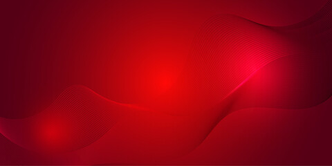 Modern abstract digital tech lines on red background 