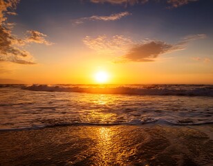 Obraz premium golden sunset stunning ocean sunset golden hues