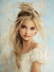young girl long blonde hair blue eyes inspiring white face blond fairy aesthetics hot petite teen super love standing short signature
