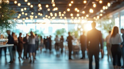 Blurred background of party with lights. Great for background or overlay in a presentation or website to show a busy social gathering.