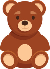 Cute brown teddy bear sitting down isolated on white background