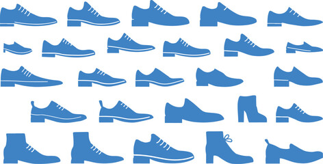 Set of shoes silhouette isolated on white background