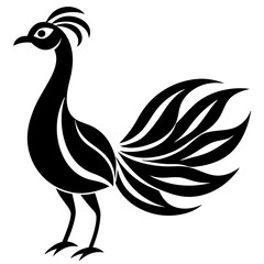 Peacock Feather Black Silhouette Hand-Drawn Sketch Feather Icons Mascot Logo Vector