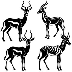 Roe deer silhouettes set vector illustrations