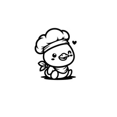 Artistic Black and White Duck Line Drawing with Doodle Art Elements, Suitable for Contemporary Home Decor, Fashion Design