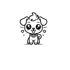 Naklejka premium Creative and Whimsical Dog Line Drawing Doodle Art with Fine Detail and Minimalistic Style, Great for Home Decor, Graphic Design, and Art Prints