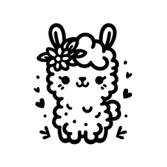 Llama Doodle Line Art Illustration Featuring a Unique and Abstract Hand-Drawn Design, Ideal for Prints, Fashion