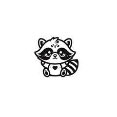 Creative and Whimsical Raccoon Line Drawing Doodle Art with Fine Detail and Minimalistic Style, Great for Home Decor, Graphic Design, and Art Prints