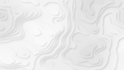 Fototapeta premium Abstract wavy line 3d paper cut white background, Seamless pattern with lines Topographic map.
