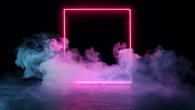 Dynamic Lighting: The neon oblong casts a gentle light onto the surrounding smoke, enhancing the depth and realism of the image.
