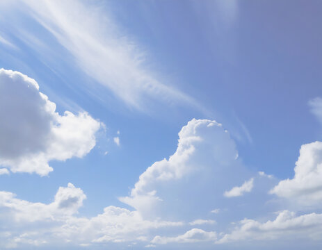夏の青空と白い雲。AI生成画像。