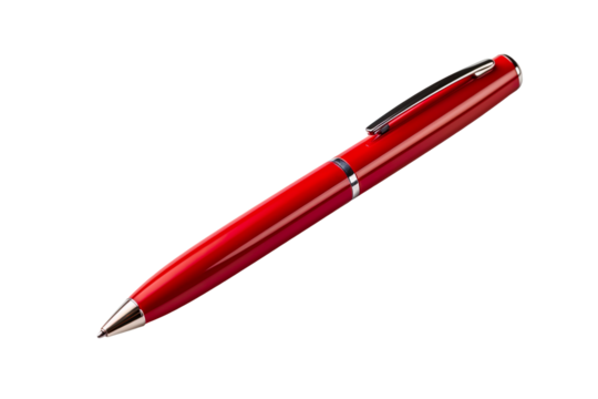 A red ballpoint pen isolated on clear white background