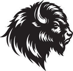 Bison head silhouette vector style with White Background