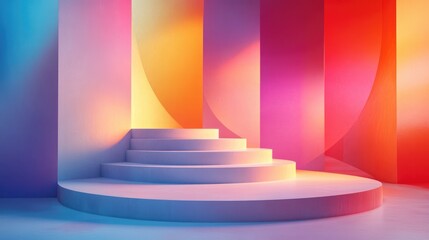 Obraz premium Abstract Colorful Geometric Background with Stairs and Gradient Lighting