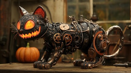 Fototapeta premium Steampunk Mechanical Cat