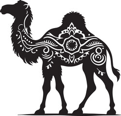 camel silhouette vector style with White Background