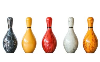 Bowling pins isolated on white or transparent background