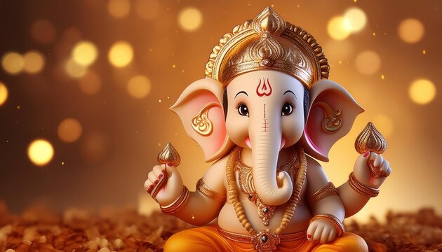 Happy Ganesh Chaturthi Celebrating Lord Ganesha with Cute Small Ganesh Ji