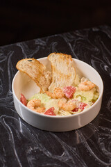 A delicious Fresh Shrimp Salad served with crispy Toasted Bread, perfect for any occasion