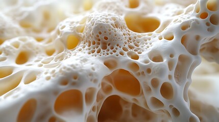 Abstract texture of porous white material with a honeycomb-like structure.