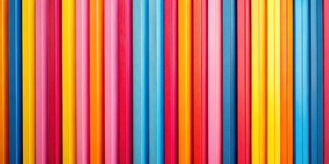 Obraz premium Vibrant, vertically-stacked stripes in shades of pink, blue, yellow, and orange dominate the frame, creating a playful and energetic visual backdrop.