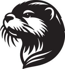 otter silhouette vector style with White Background
