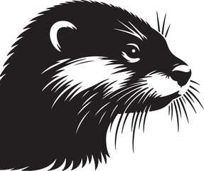 otter silhouette vector style with White Background