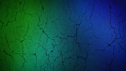 Obraz premium Green to blue gradient cracked earth texture, perfect for 4K backgrounds, wallpapers, and natural designs, combining earthy tones with cool colors for striking visuals