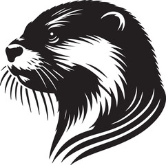 otter silhouette vector style with White Background