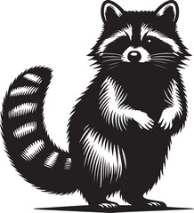 Raccoon silhouette vector style with White Background