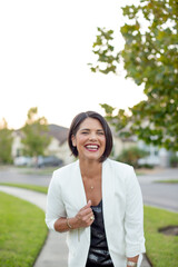 realtor woman with a sold sign