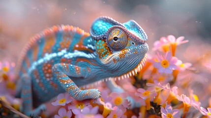 chameleon in flowers